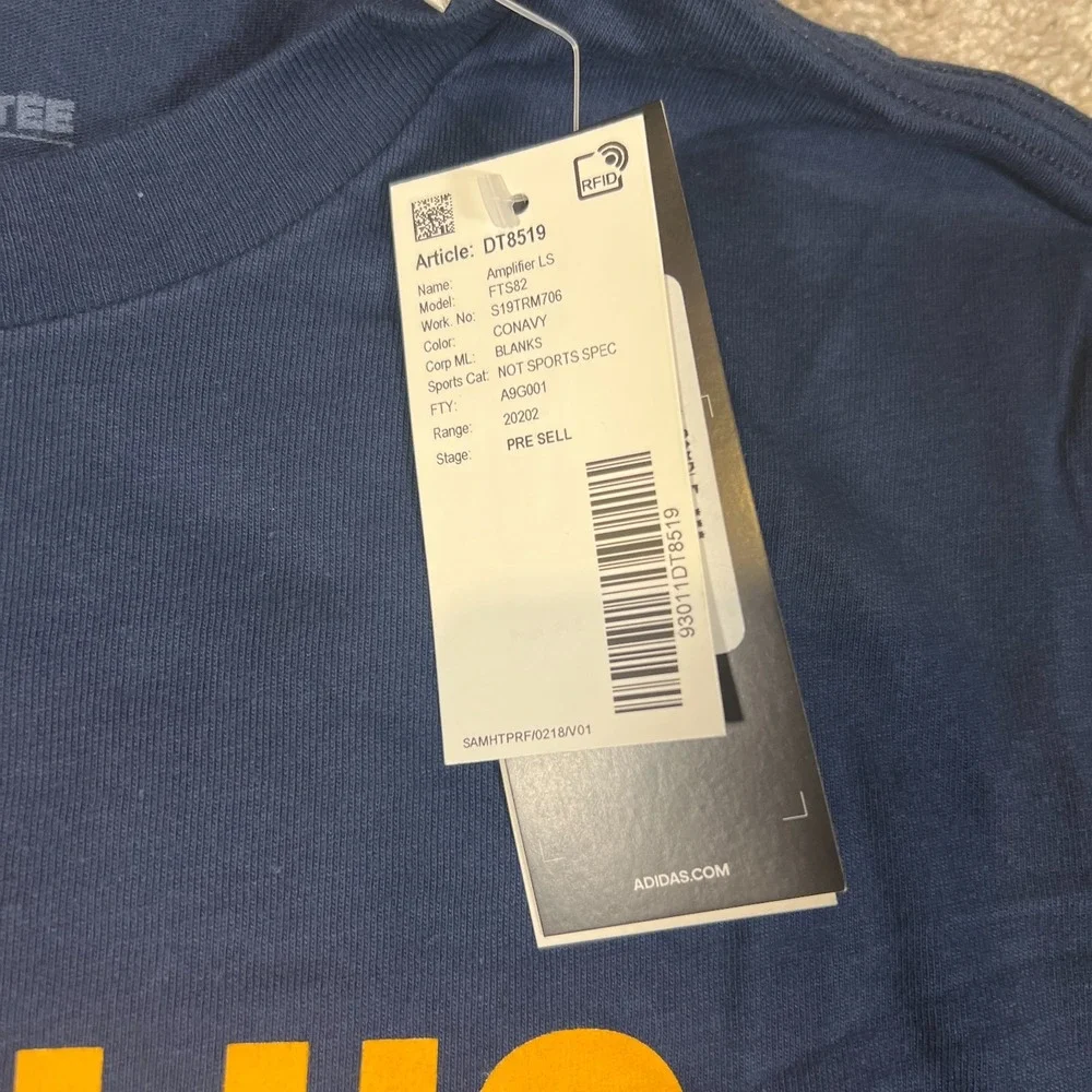 Adidas‎ Mens Medium Navy Blue St. Louis Blues Hockey LS Amplifier Tee Shirt NWT